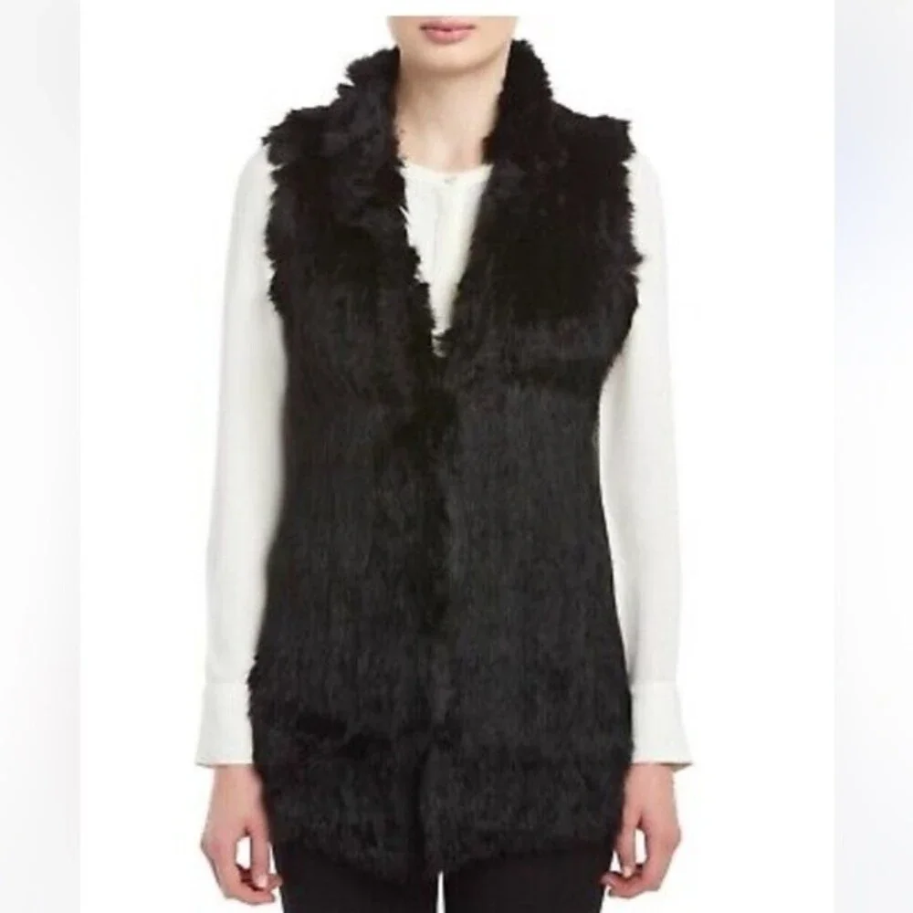 Love Token Genuine Dyed Rabbit Fur Vest In Black - Size S NWOT
